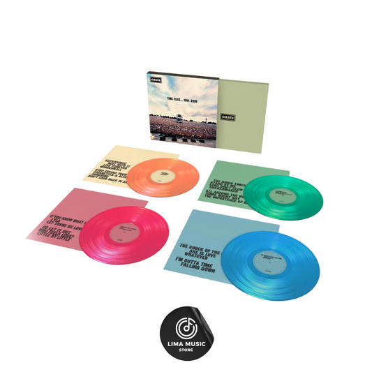 Oasis - Time Flies... 1994-2009 (Vinilo cuádruple edición limitada y numerada, de colores azul, rosado, verde y naranja, Record Store Day RSD 2025)