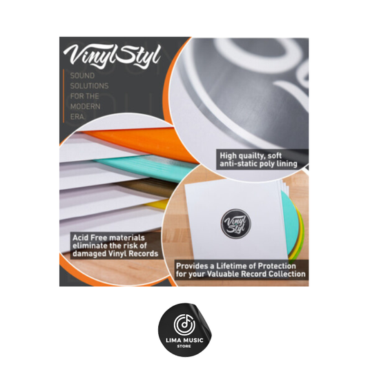 Vinyl Styl - Paquete de 50 unidades de fundas interiores de papel con HDPE (polietileno de alta densidad) para discos de vinilo de 12"